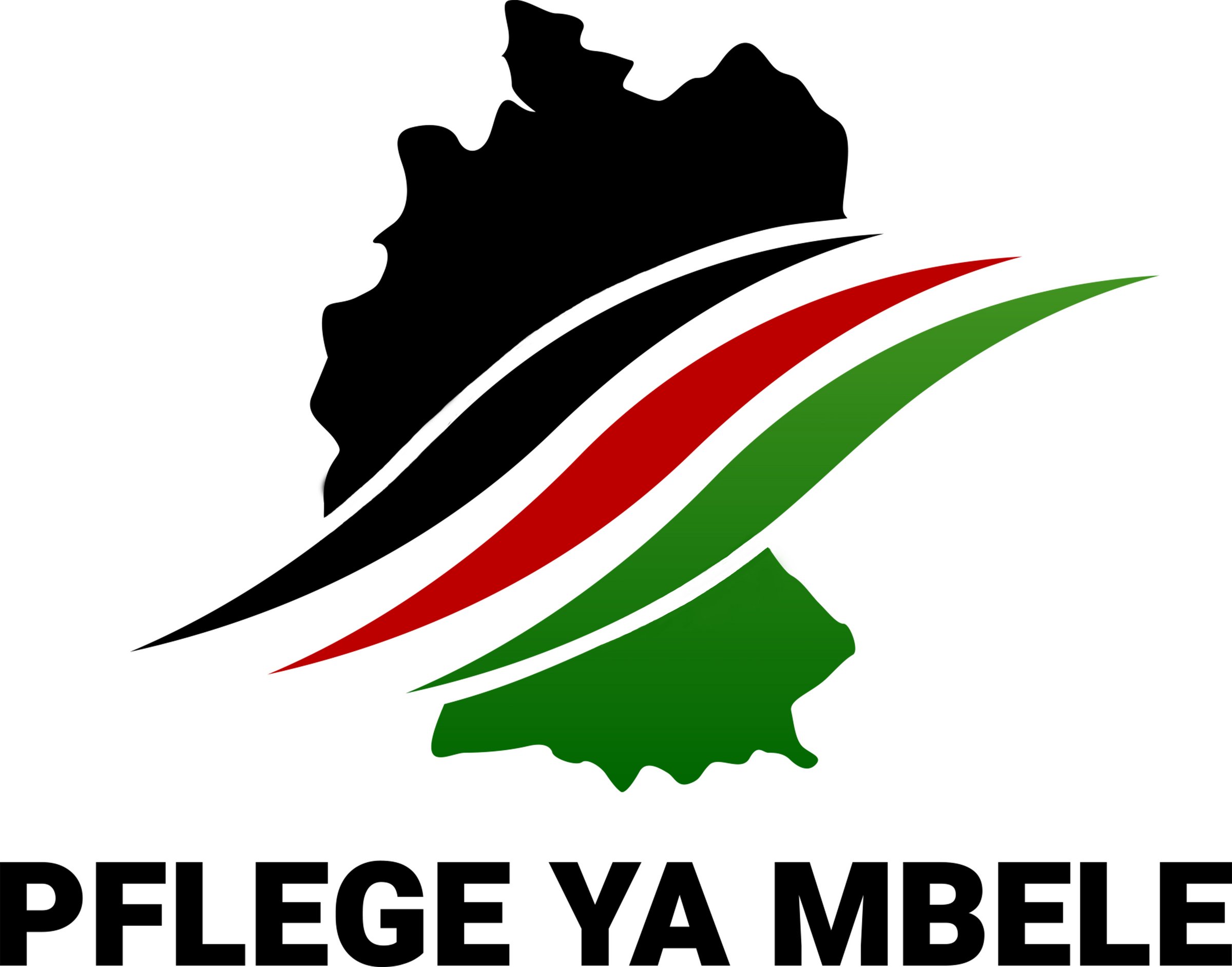 Logo Grafik Umriss Deutschlandkarte mit Farben von Kenias Flagge, darunter Projektname