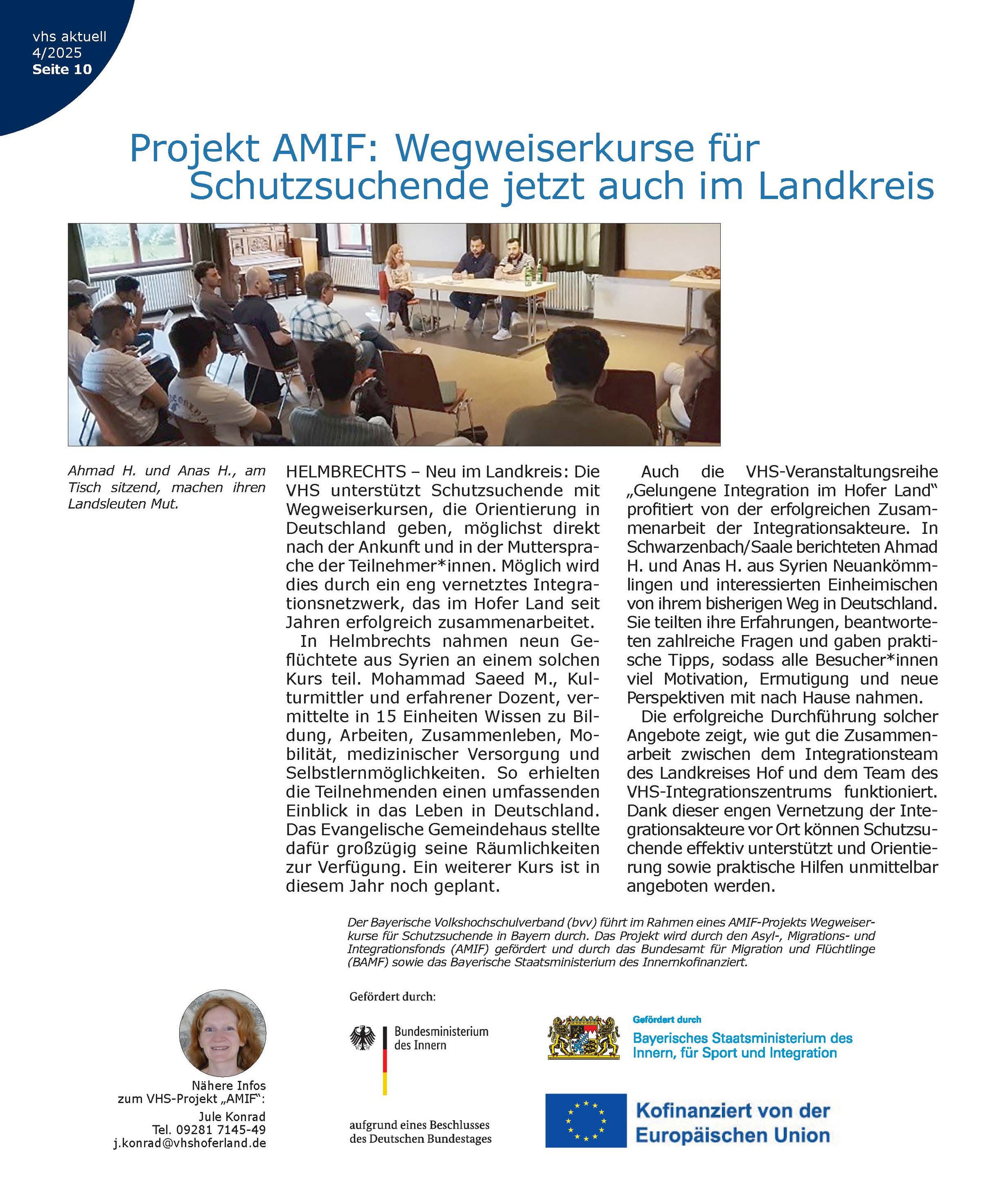 Zeitungsauszug zum AMIF-Projekt