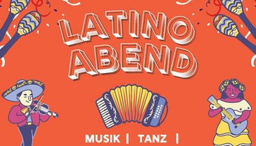 Plakat mit Tänzern und Text Latinoabend, Grafik