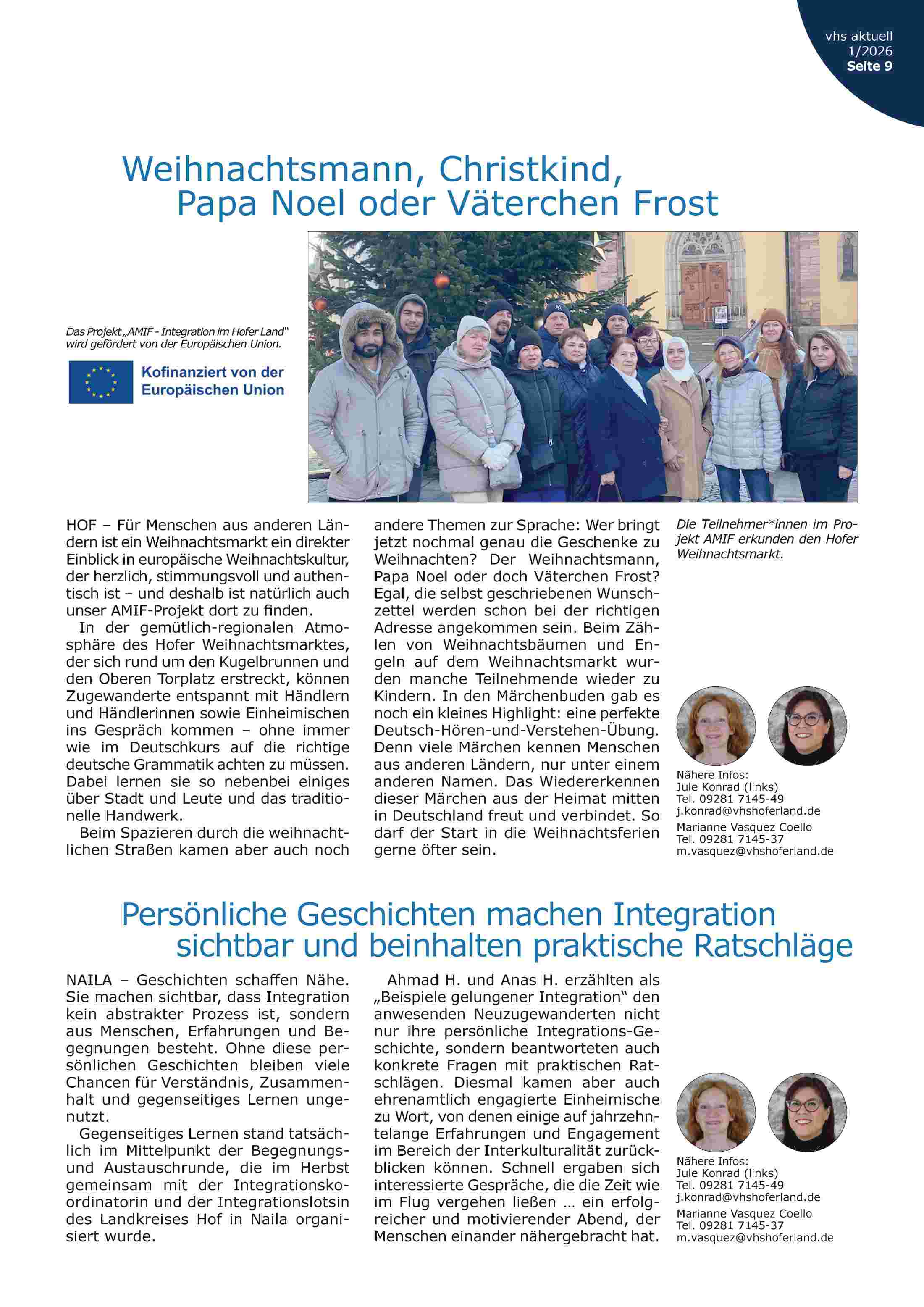 Auszug aus Hauszeitung, AMIF-Artikel