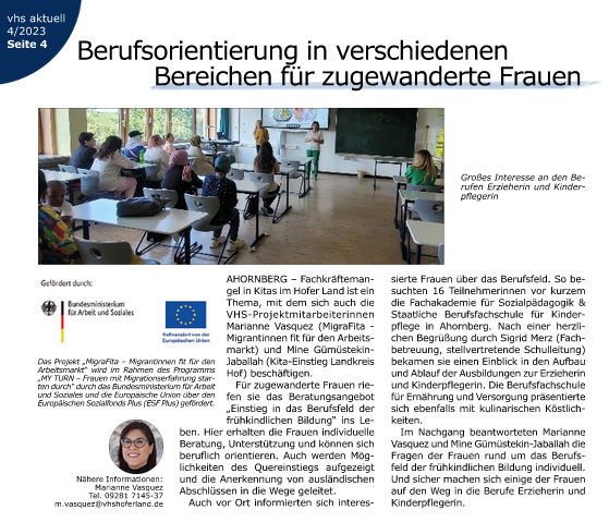 Zeitungsauschnitt zum Projekt MigraFita